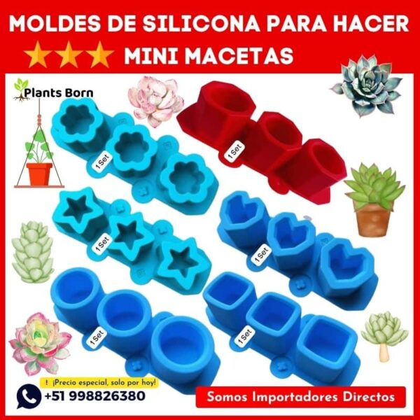 Moldes de Silicona para hacer mini Macetas peru